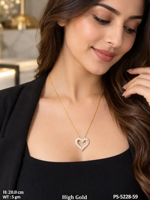 Designer American Diamond Heart Pendant