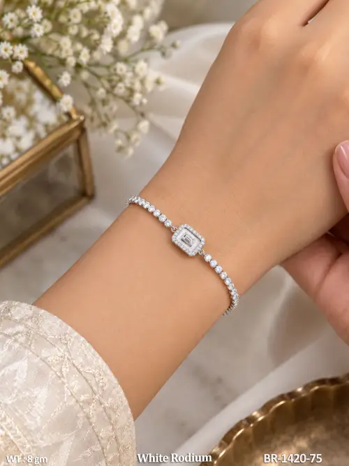 Stylish Square Motif Diamond Bracelet for Women — video