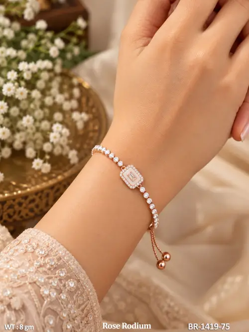Stone-Studded Bracelet in Rose Finish