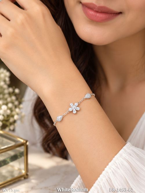 Classic White Finish Stone-Studded Bracelet for Women