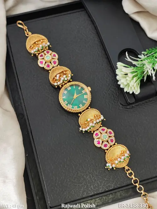 Traditional Antique Floral Stone Watch Bracelet — video