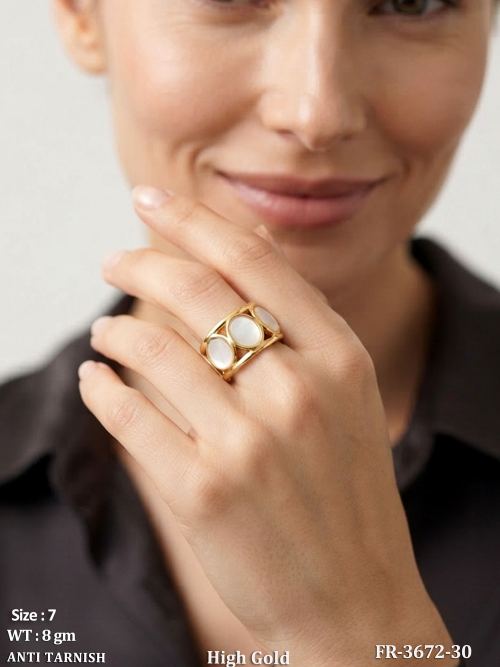 Stone-Studded Statement Ring for Women