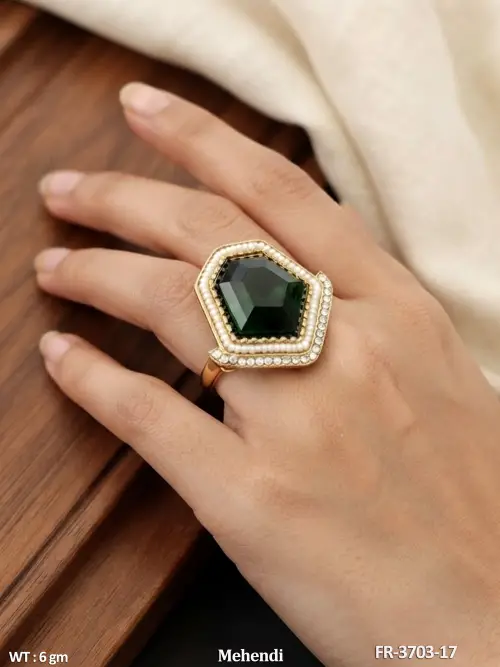 Antique Finger Ring in Mehendi Finish for Women