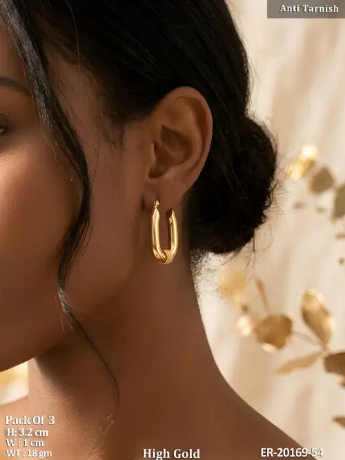 Anti Tarnish High Gold Polish U Shape Hoop Earrings