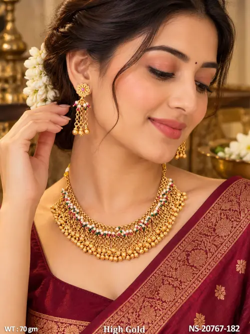 Short Pearl Necklace Set with Earrings for Women