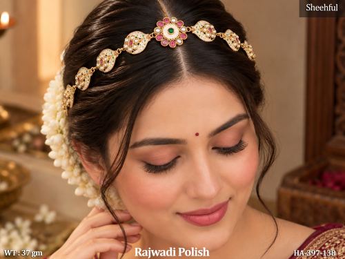 Royal Rajwadi Hair Chain With Elegant Floral Stone Details — video