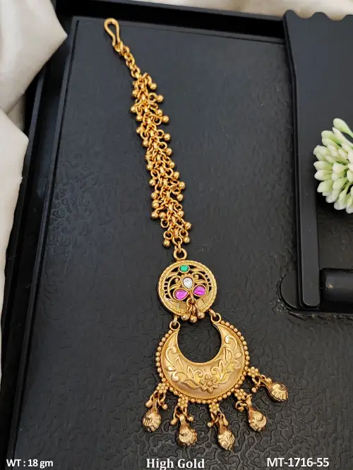 Antique Floral Tikka with Stone Work