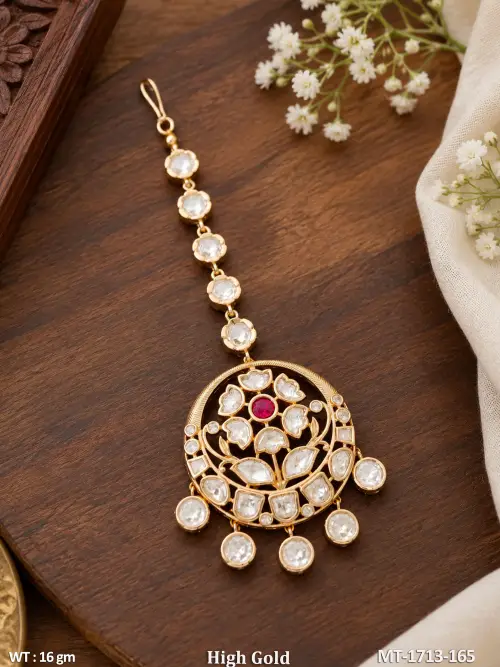 Traditional Kundan Floral Maang Tikka Fancy Designer