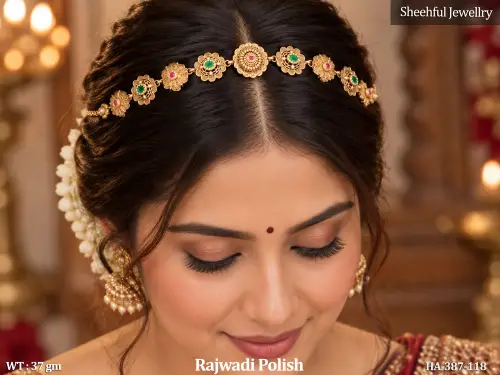 Floral Hair Accessory with Stone Work in Rajwadi Finish — video