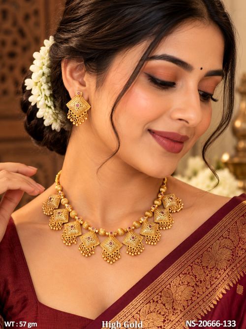 Traditional Stone-Studded Necklace Set — video