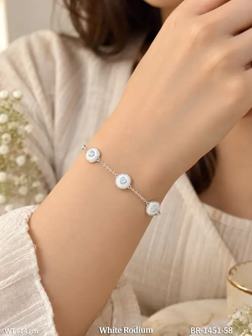 Elegant AD Heart Design White Rodium Bracelet