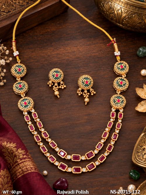 Royal Necklace Set with Stone Work in Rajwadi Finish
