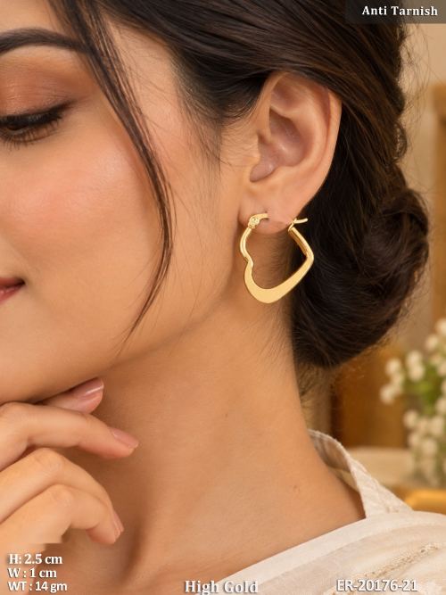 Flat Heart Hoop Earrings for Women