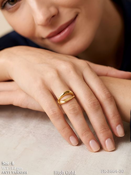Wave Double Band Adjustable Ring for Women