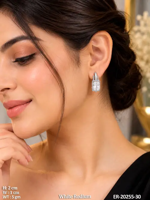 Square Earrings in White Finish for Women — video