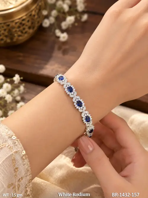 Fancy Designer AD Full Stone White Rodium Bracelet — video