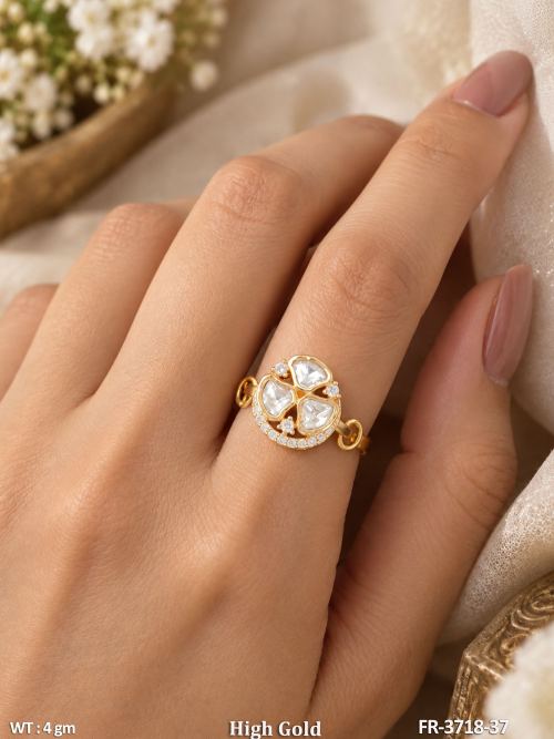 White Royal Finger Ring with Stone Work