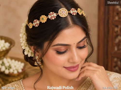 Floral Stone-Studded Hair Chain for Women — video