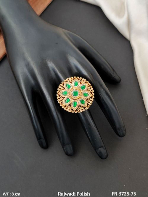 Stone-Studded Finger Ring in Rajwadi Finish — video