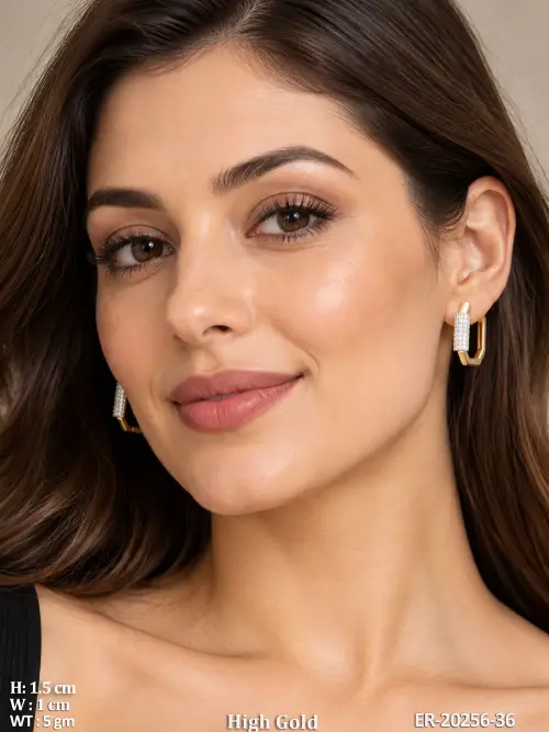 White Hoop Earrings with American Diamond Stones