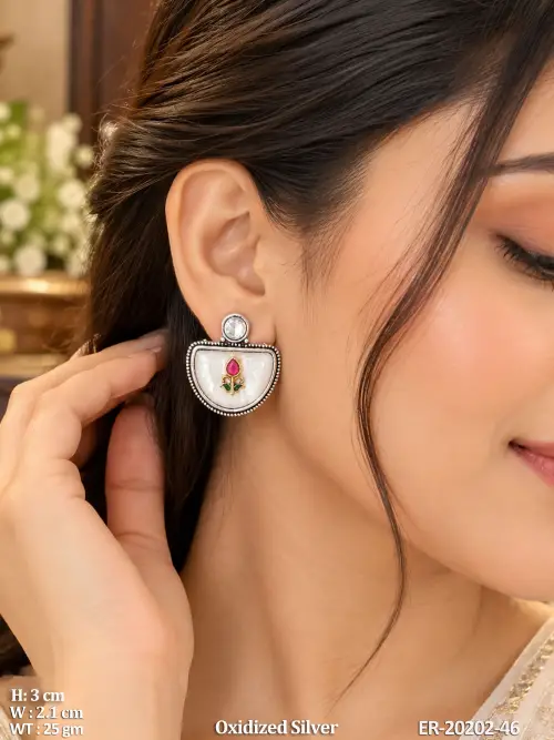 Oxidised Finish Traditional Earrings for Women