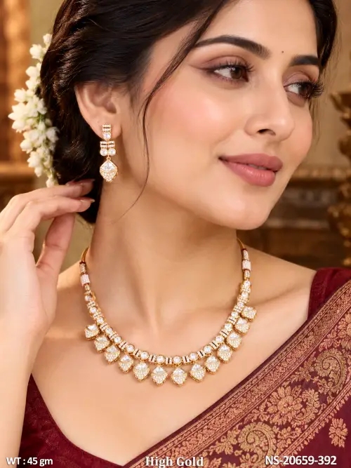 Royal Kundan High Gold Necklace Set with Matching Earrings
