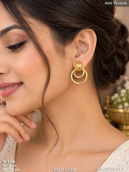 Offset Double Ring Drop Earrings for Women — video