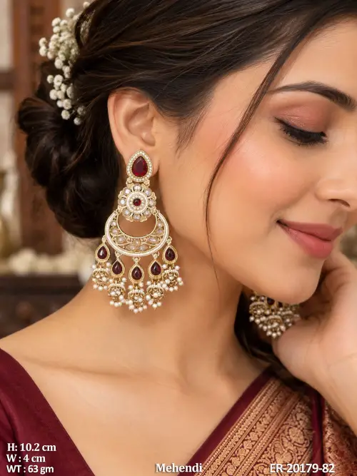 Mehandi Blue Stone Designer Jhumka Earrings — video