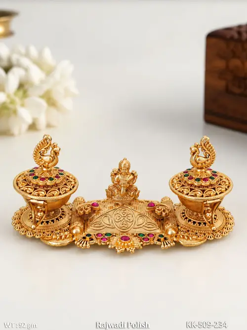 Beautiful Rajwadi Kumkum Box with Antique Temple Design — video