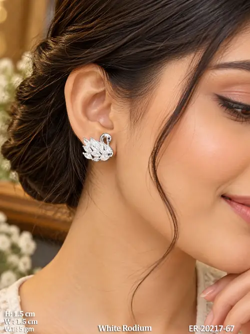 White Finish AD Earrings for Women