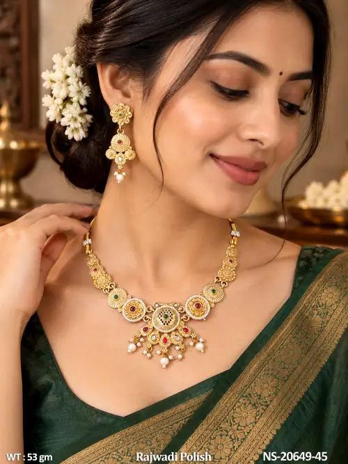 Short Stone-Studded Necklace Set with Earrings for Women — video