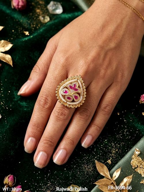 Stone-Studded Traditional Finger Ring for Women