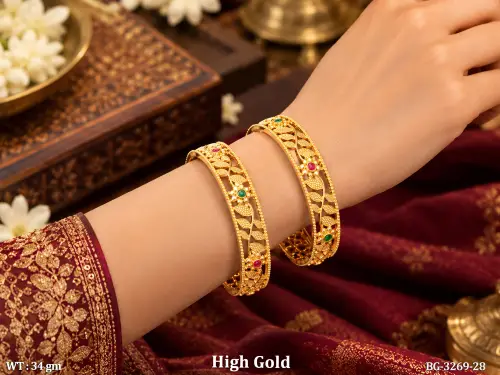 Stone-Studded Floral Bangle Set — video