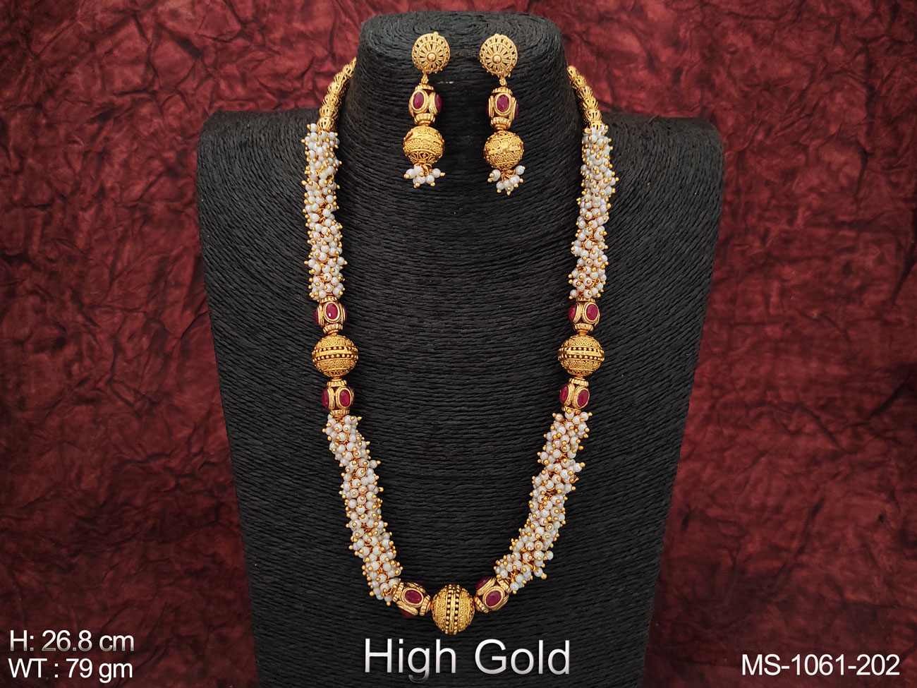 High Gold Polish Fancy Traditional Wear Beautiful Antique Mala Set ...